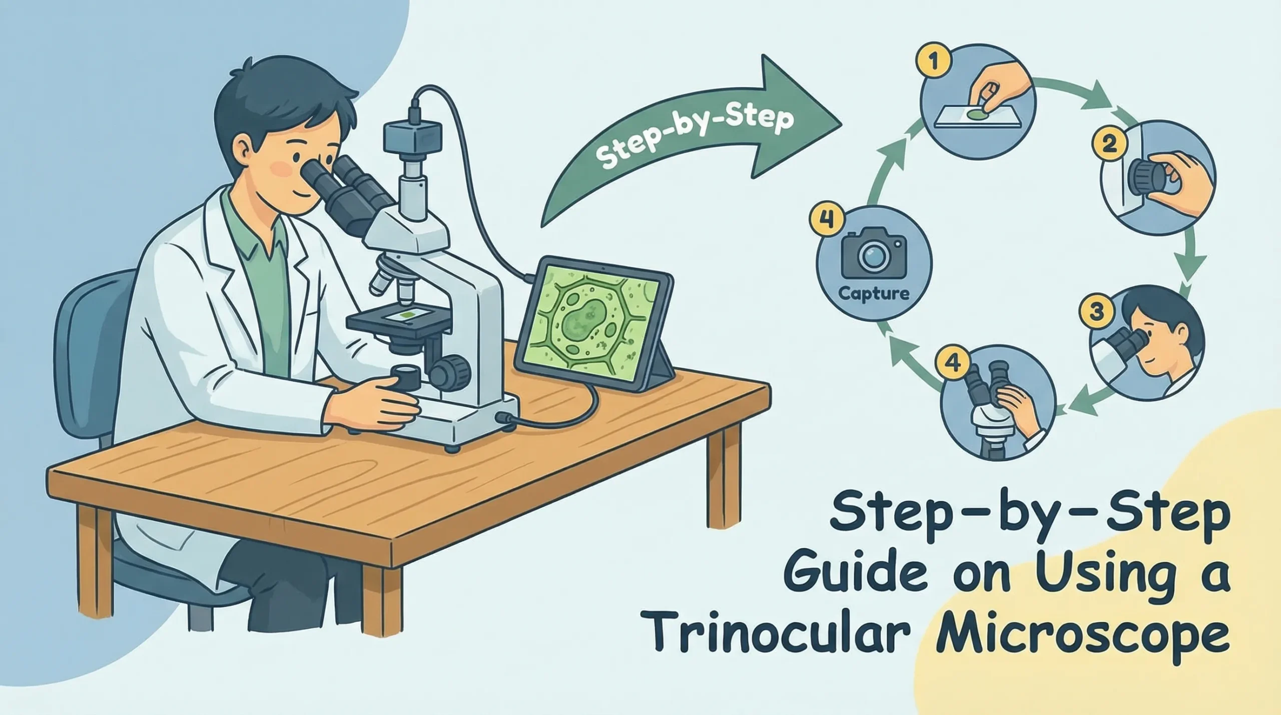 Step-by-Step Guide on Using a Trinocular Microscope
