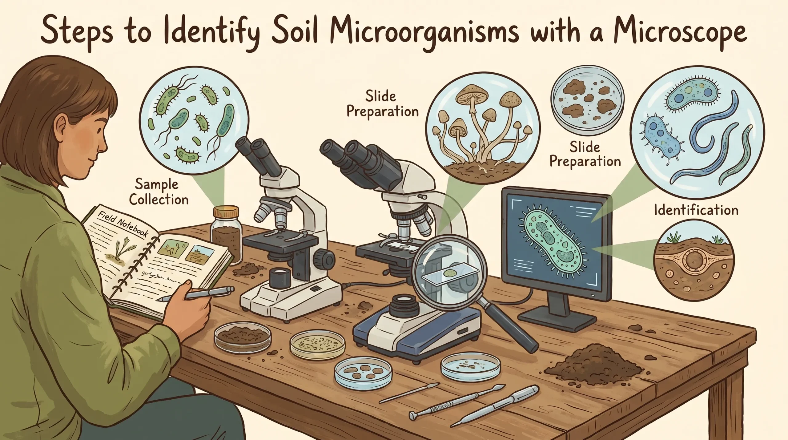 Steps to Identify Soil Microorganisms with a Microscope