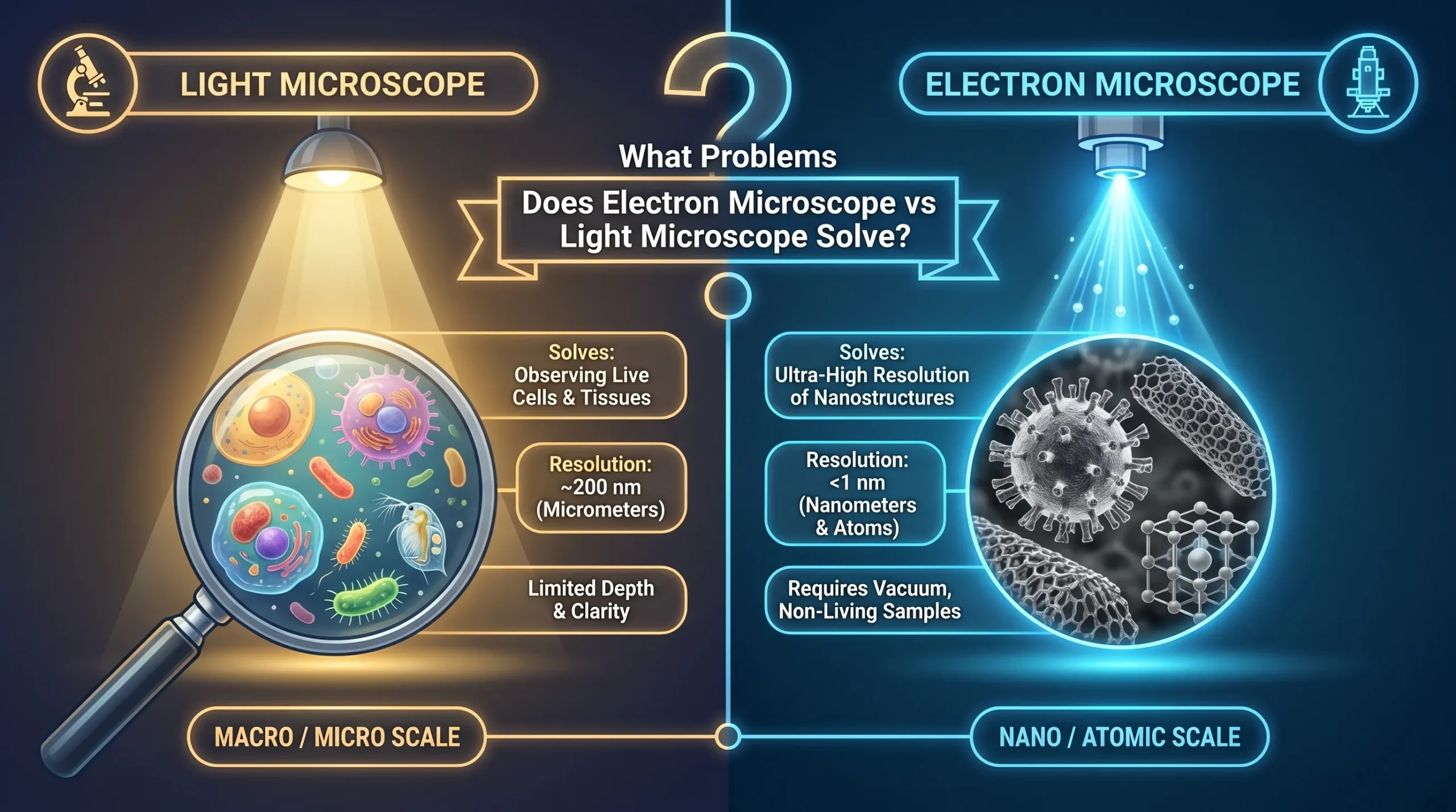 What Problems Does Electron Microscope vs Light Microscope Solve