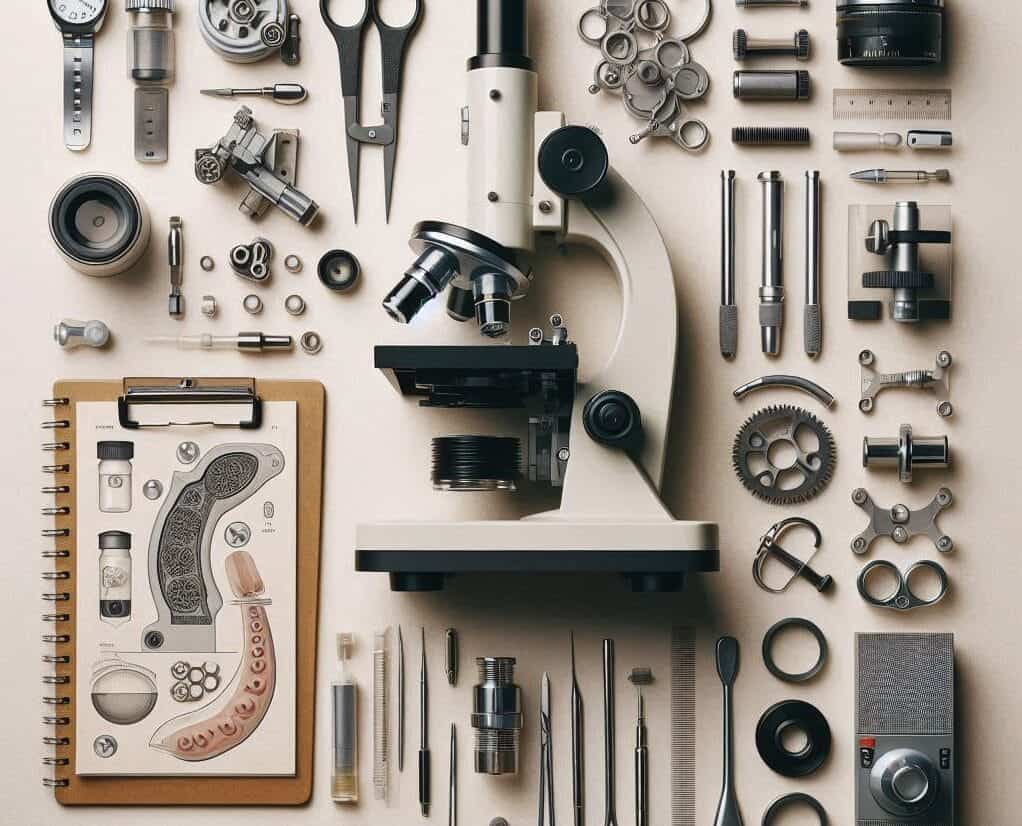 different components and parts of a microscope